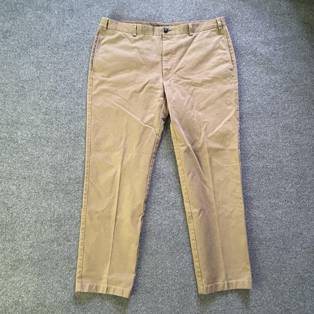 Orvis Pants Men 44x34 Beige Fly Fish Chino Straight Flat Front Dress Casual  P15